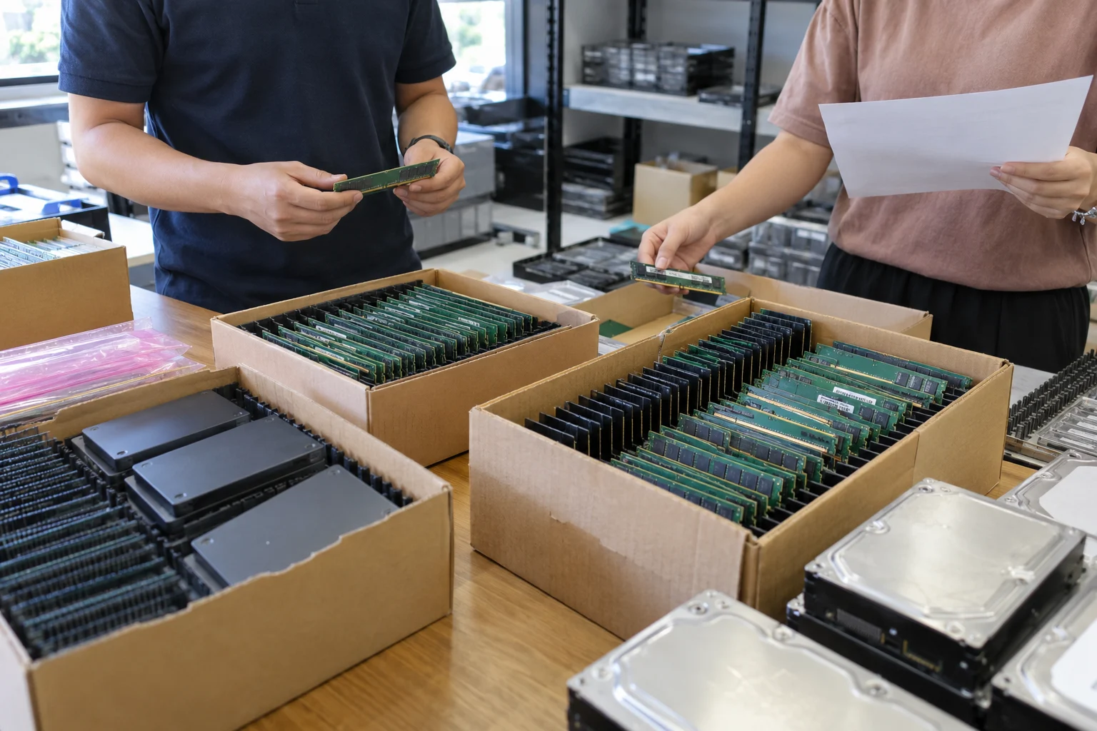 AI-generated illustrative bulk stock receiving scene